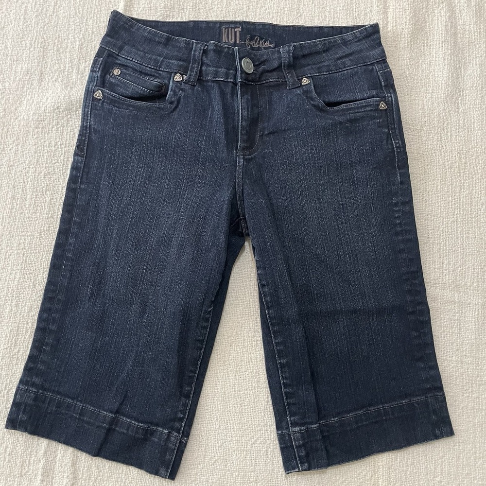 Kut From The Cloth Capri Jeans Womens 6 Blue Cotton Blend Mid Rise‎ Dark Wash